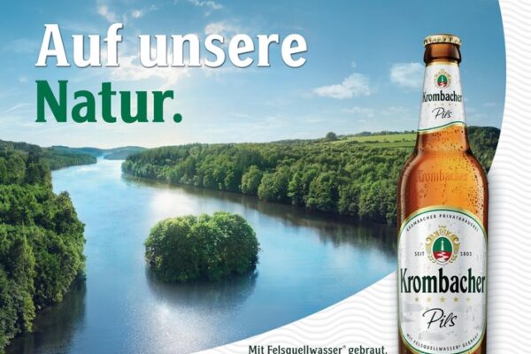 Natürlich verbunden – Krombacher präsentiert neuen Markenauftritt und startet Kampagne „Auf unsere Natur“